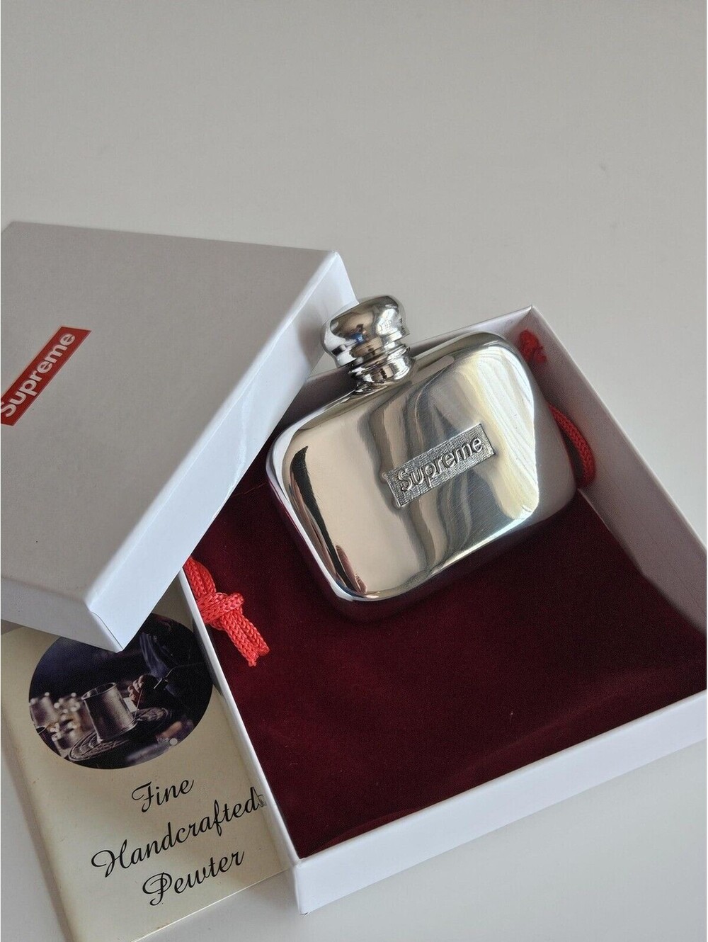 Supreme Pewter Mini Flask Silver Pocket Hip Bottle FW20A30 Sheffield UK Box